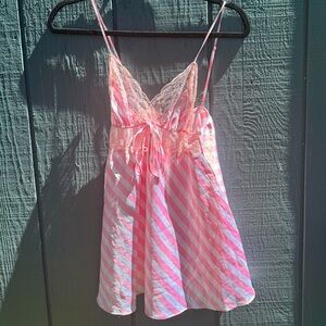 Pink white striped babydoll top from Victoria’s Secret